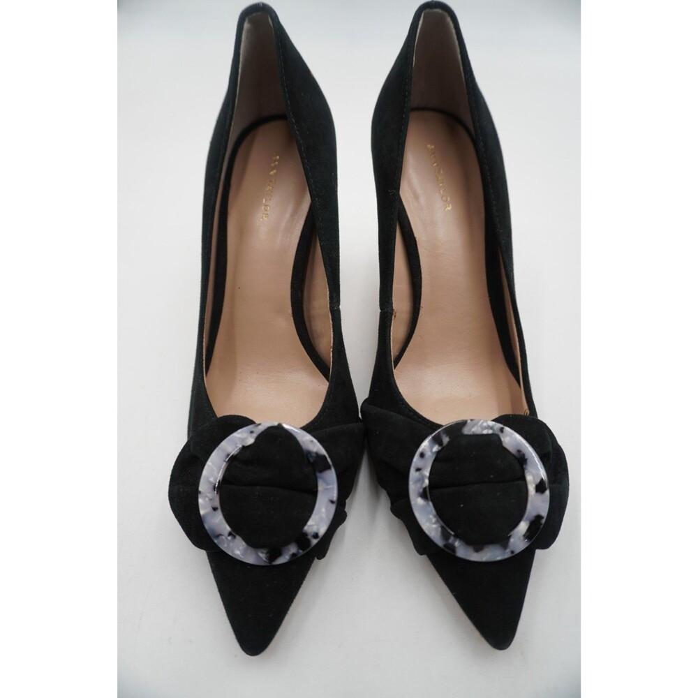 Ann Taylor Women's Size 7M Gracie BlackSuede Tortoise Buckle Pointed Toe Pumps